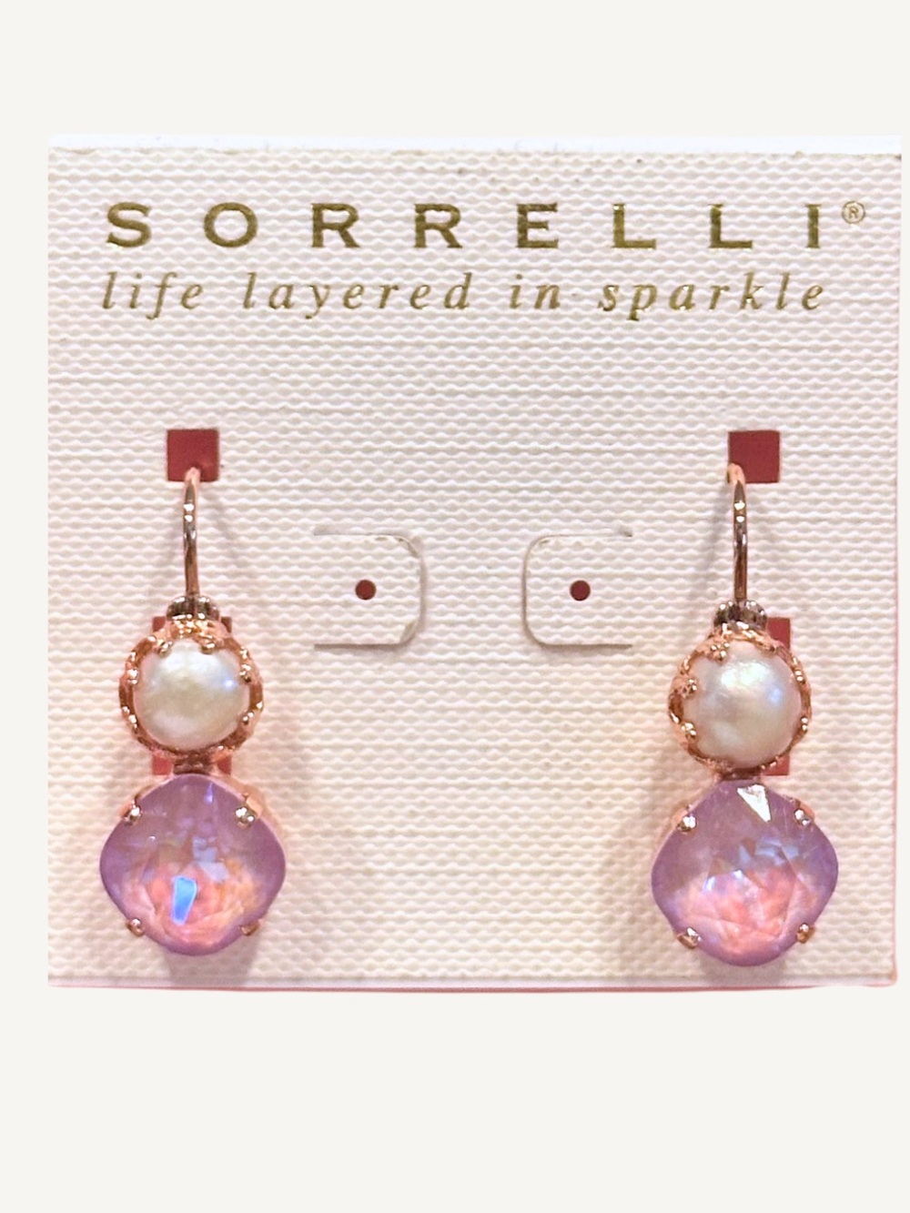 RARE Saphiret and Pearl Sorrelli Lever Drop Earrings - Picture 4 of 9